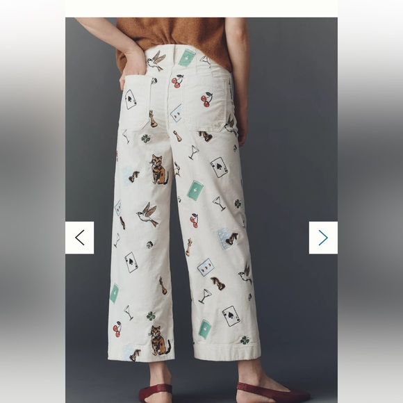 ANTHROPOLOGIE Maeve The Colette Corduroy Printed Wide Leg Pants - Picture 3 of 13